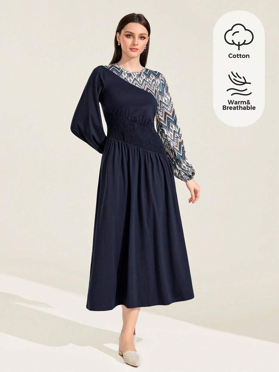 Cotton Lantern Sleeve Corset Waist Button Up Dress