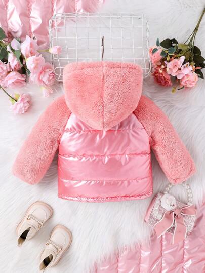 1pc Fashionable Windbreaker & Thick Fleece Coat For Baby Girls In Autumn And Winter
