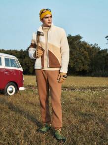 In My Nature 男士色塊羊毛衣外套 - 米色 - 查看 7