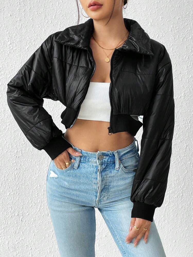 Women'S Short Cut Hollow Out Padded Padded Coat Clothes Winter Fall Cloth For Women