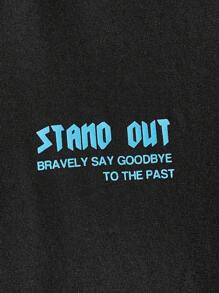 Manfinity RebelGame Men's Knitted Round Neck Casual T-shirt With Dragon Pattern - Black - View 4