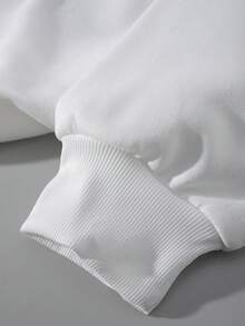 SHEIN LUNE 女字母印花抓絨運動衫 - 白色 - 查看 5