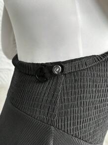 Thai sản Vòng eo có thể điều chỉnh Dệt kim Dài Quần , Xà cạp Phong cách - Màu xám đen - Xem 4