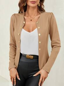 SHEIN Clasi Women's Button Up Jacket - Apricot - View 3