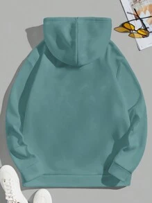 EURMUSE Men Kangaroo Pocket Drawstring Hoodie - Green - View 2