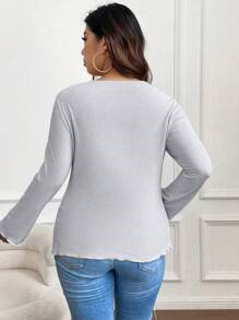 SHEIN Franclia Của phụ nữ Kích thước lớn Xu hướng: Cắt giảm Hình vẽ trái tâm Áo thun - Xám - Xem 2