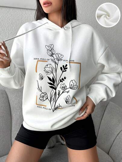 EURMUSE Women's Casual Floral Print Hoodie Sweatshirt, Autumn/Winter