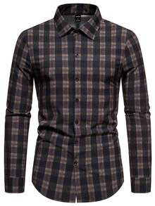 Manfinity Mode 男士格紋長袖襯衫 - 彩色 - 查看 4