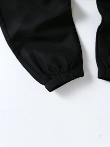 SHEIN Young Boy Loose Fit Black Cargo Pants Chic Outfits For Autumn/Winter - Black - View 5