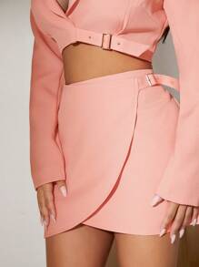 SHEIN SXY Conjunto De Traje De Utilidad De Color Salmon Sexy Para Mujeres - Rosa - Ver 8