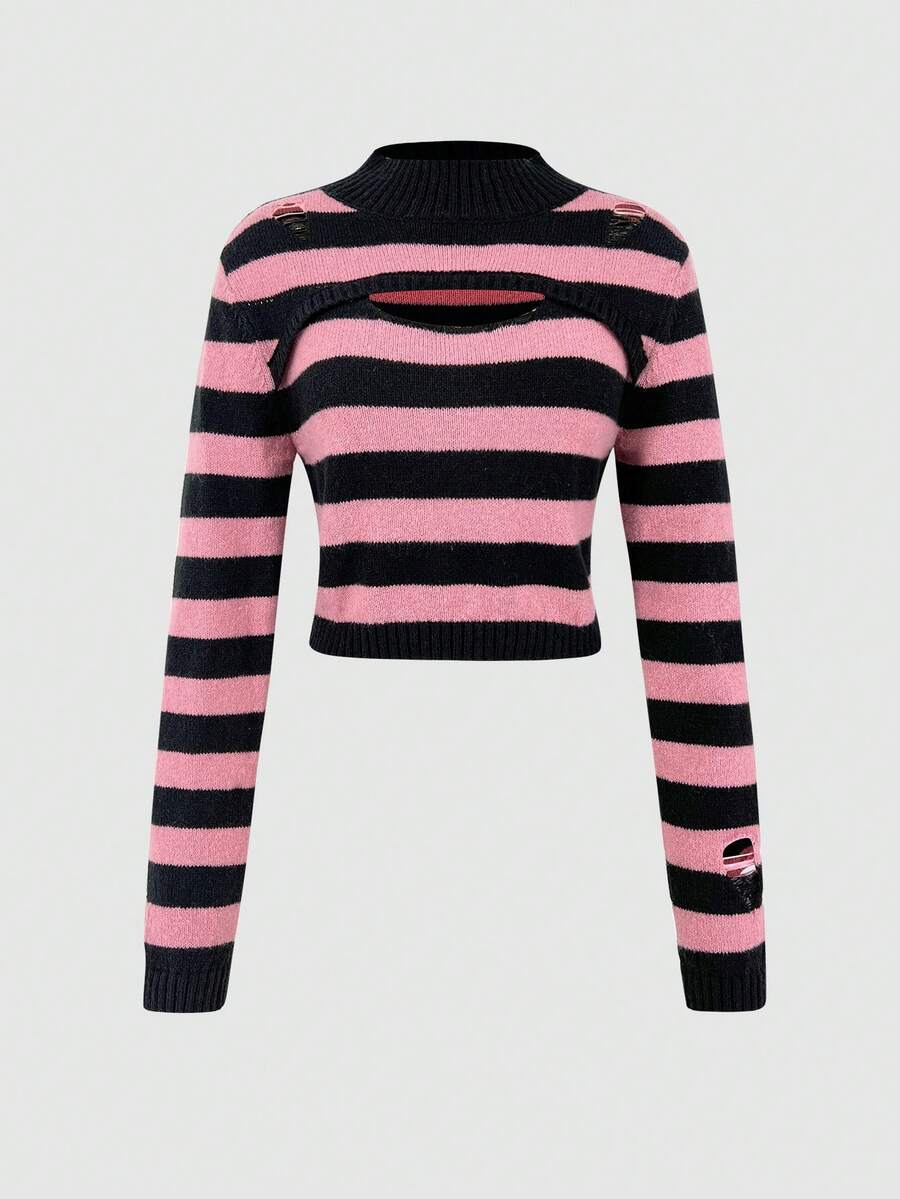 SHEIN Unity 女款黑色和粉色2合1針織毛衣 - 彩色 - 查看 1