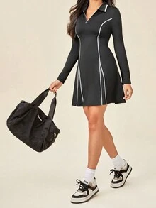 Tennis Casual V領腹部覆蓋運動洋裝