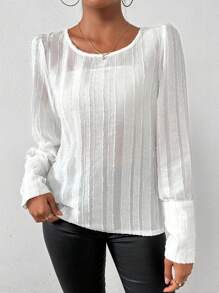 Chiquease Camisa De Manga Larga Para Mujer - Blanco - Ver 3