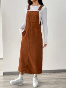 SHEIN EZwear 女用棕色梭織連身裙 - 摩卡棕 - 查看 5