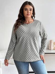 SHEIN Franclia 大尺碼女士長袖保暖t恤 - 灰色 - 查看 1