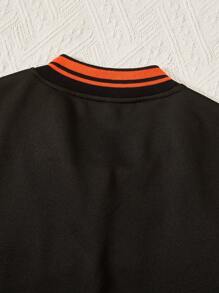 女孩字母印花條紋棒球夾克 - 彩色 - 查看 7