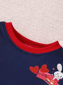 嬰兒女童卡通印花運動衫和褲子套裝 - 彩色 - 查看 4