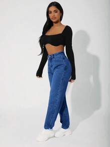 RueChic High Waist Mom Fit Jeans