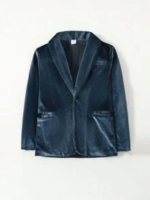 Boys Gentleman College Elegant Suit Basic Jacket - Navy Blue - View 1