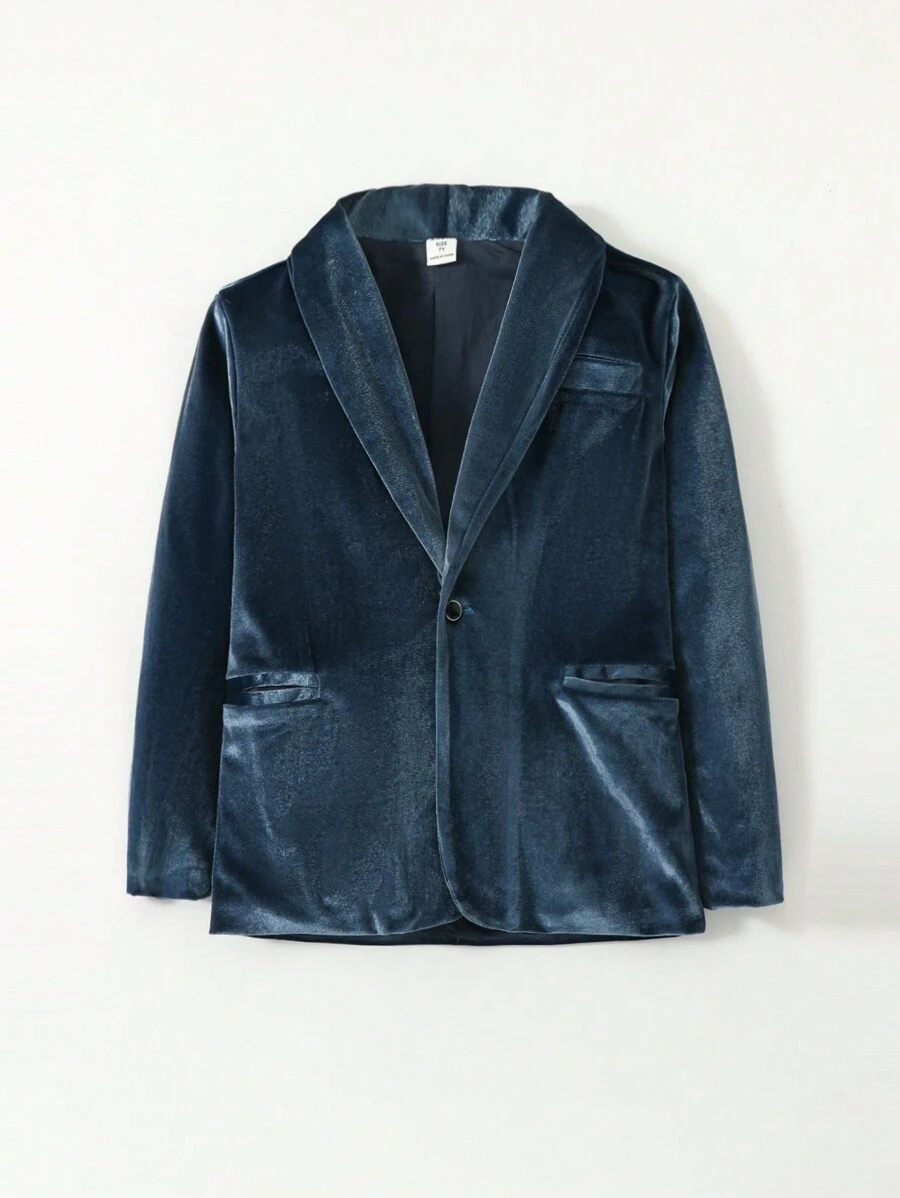 Boys Gentleman College Elegant Suit Basic Jacket - Navy Blue - View 1