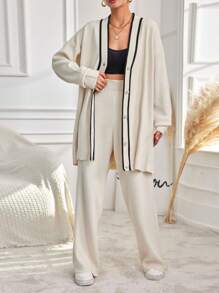 EURMUSE Women'S Button Front Knit Cardigan And Pants Set - White - View 6