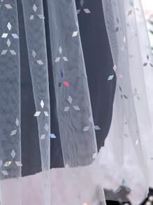 SHEIN 女孩層疊網紗裙配腰帶和羊肉袖 - 彩色 - 查看 4