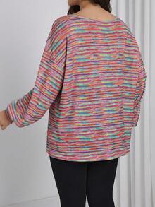 SHEIN LUNE Hơn Thuốc nhuộm Không gian Áo thun Thả vai - Nhiều màu - Xem 2