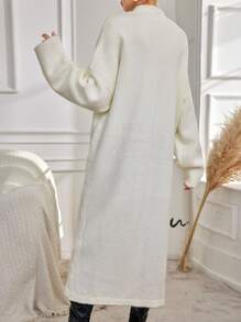 SHEIN White Cardigan With Pockets And Open Front - Apricot - View 2