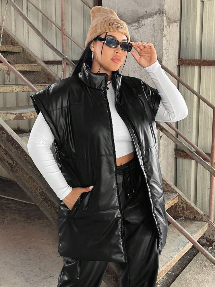 黒のベストコート CIASENSE ステンカラーコート コート Drape Over Motorcycle