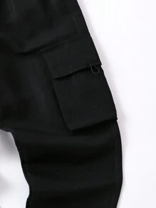 SHEIN Young Boy Loose Fit Black Cargo Pants Chic Outfits For Autumn/Winter - Black - View 4