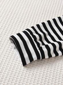 Sparklyn Teen Girls' Hooded Striped Top And Black Casual Pants Two-piece Set - Black and White - View 6