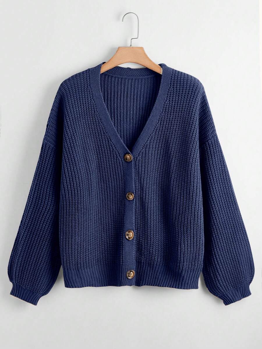 Calvaya Women's Plus Size Buttoned Cardigan - Royal Blue - View 1