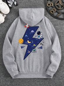 印有閃電和宇航員圖案的帽衫 - 灰色 - 查看 1