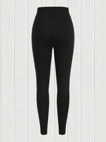 SHEIN EZwear 2 piezas Leggings unicolor de cintura con cordón