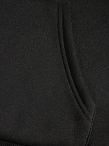 SHEIN EZwear Của phụ nữ Lông cừu Hoodie Với Lá thư Và Ngọn lửa In ấn - Màu xanh nhạt - Xem 3