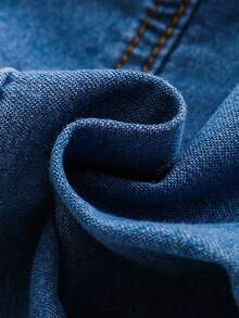 SHEIN 女童可愛藍色寬鬆丹寧夾克,帶有熊印花設計 - 淺色水洗藍 - 查看 8