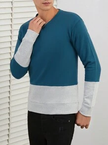 RueChic Nam Đơn giản Khối màu Vòng cổ Áo nỉ - Nhiều màu - Xem 3