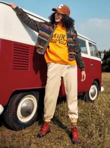 In My Nature Women's Geometric Printed Hooded Fleece Outdoor Sweatshirt - Multicolor - View 5