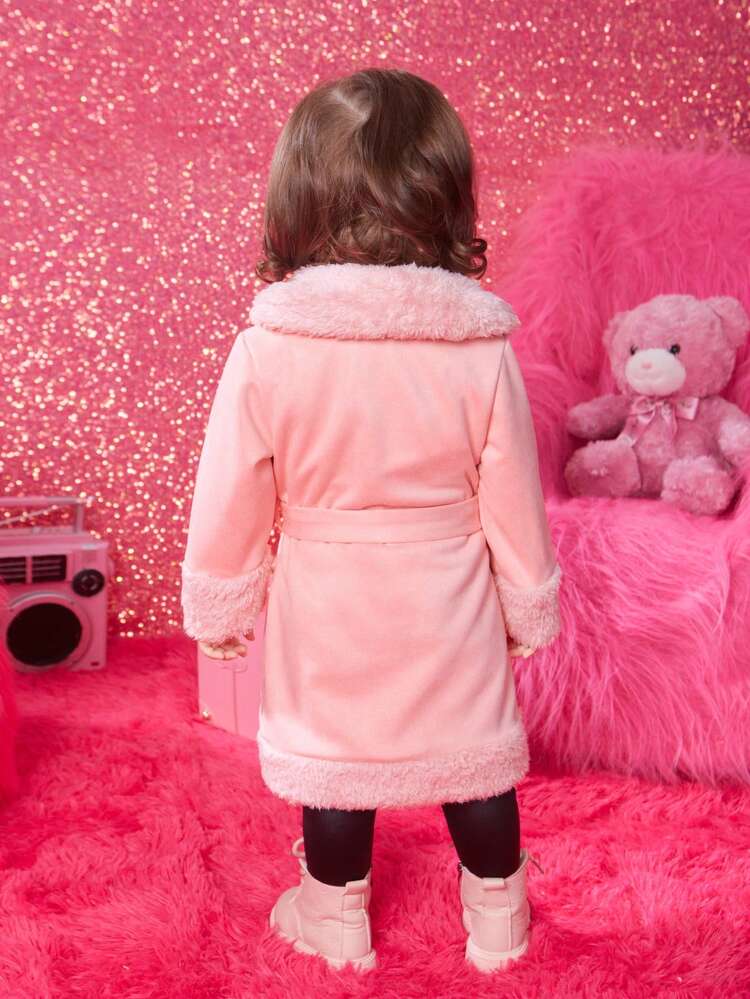 Baby Girls' Patchwork Jacket With Waist Belt