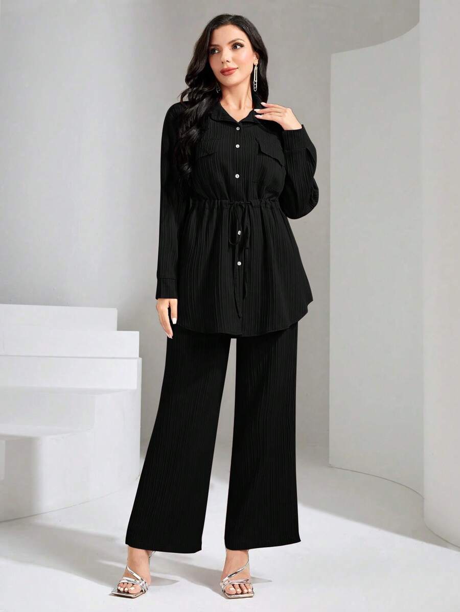Graceveil Casual Workwear Two-Piece Outfit 2 Pieces Set Modest - Black - View 1