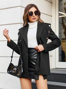 EURMUSE Women's Black Studded Blazer - Black - View 5