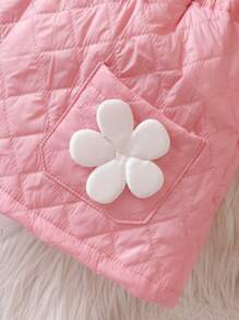 Baby Girl Padded Coat With Skirt Set For Fall And Winter - Pink - View 7