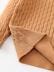 Toddler Boys' High Neck Cable Knit Sweater - Orange - View 4