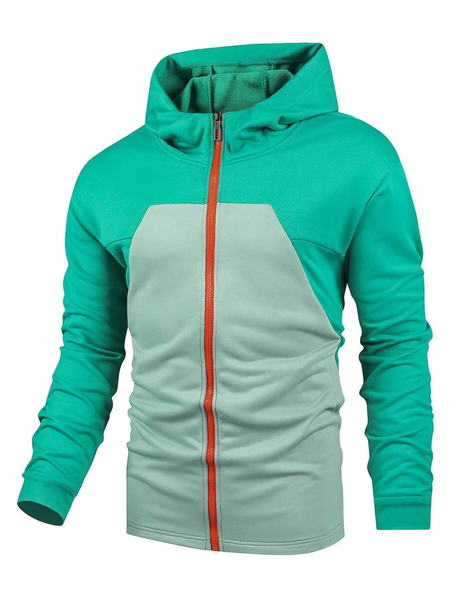 Manfinity Sport Corelite Boyfriend Style Men's Hooded Sport Jacket Workout Tops Sports Jacket - Green - View 1
