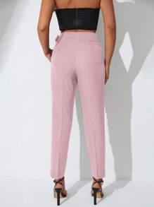 SHEIN Pantalones Anchos Con Cinturón Y Bolsillo Lateral - Rosa vieja - Ver 2