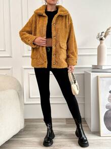 RueChic Women's Regular Brown Single Breasted Jacket - Brown - View 4