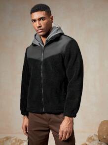 In My Nature Men Zip Up Outdoor Fleece Jacket - Black - View 8