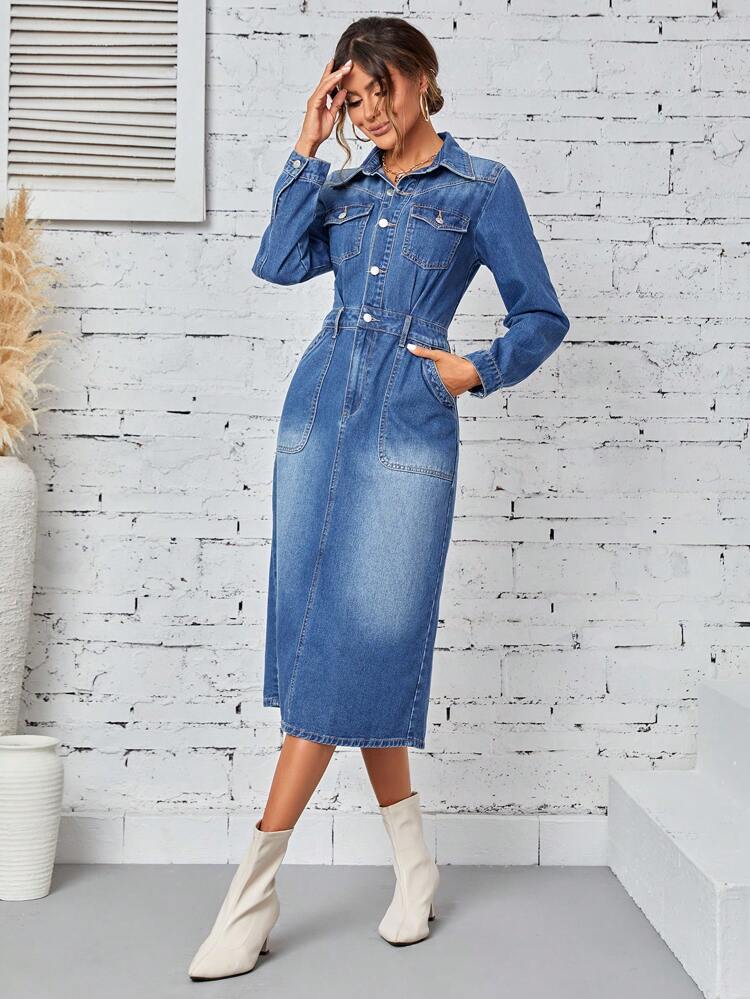 Women's Denim Shirt Dress Fall Cloth For Women
