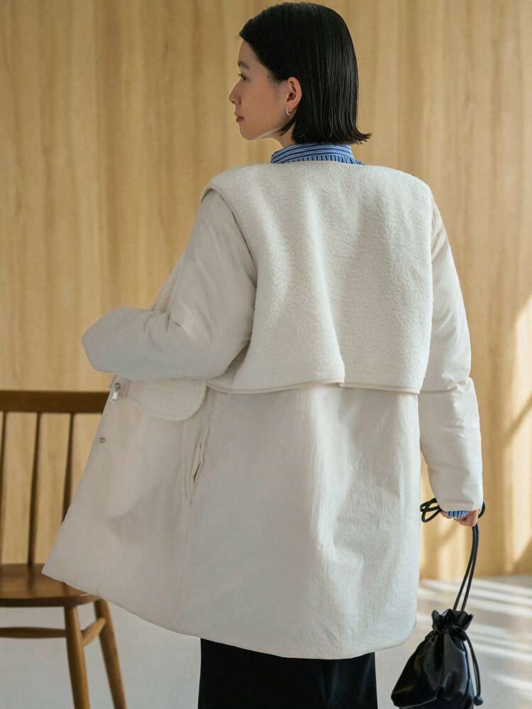 1pc Women'S Single-Breasted Padded Coat Jacket Winter Vest