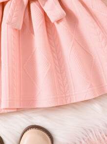 Baby Girls' Pink Textured Knitted Dress And Hat - Pink - View 7